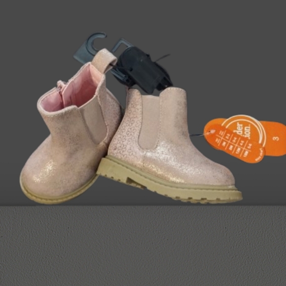 M7) Wonder Nation Pink Glitter Chelsea Boots – Toddler Girl Size 3T - Picture 5 of 11